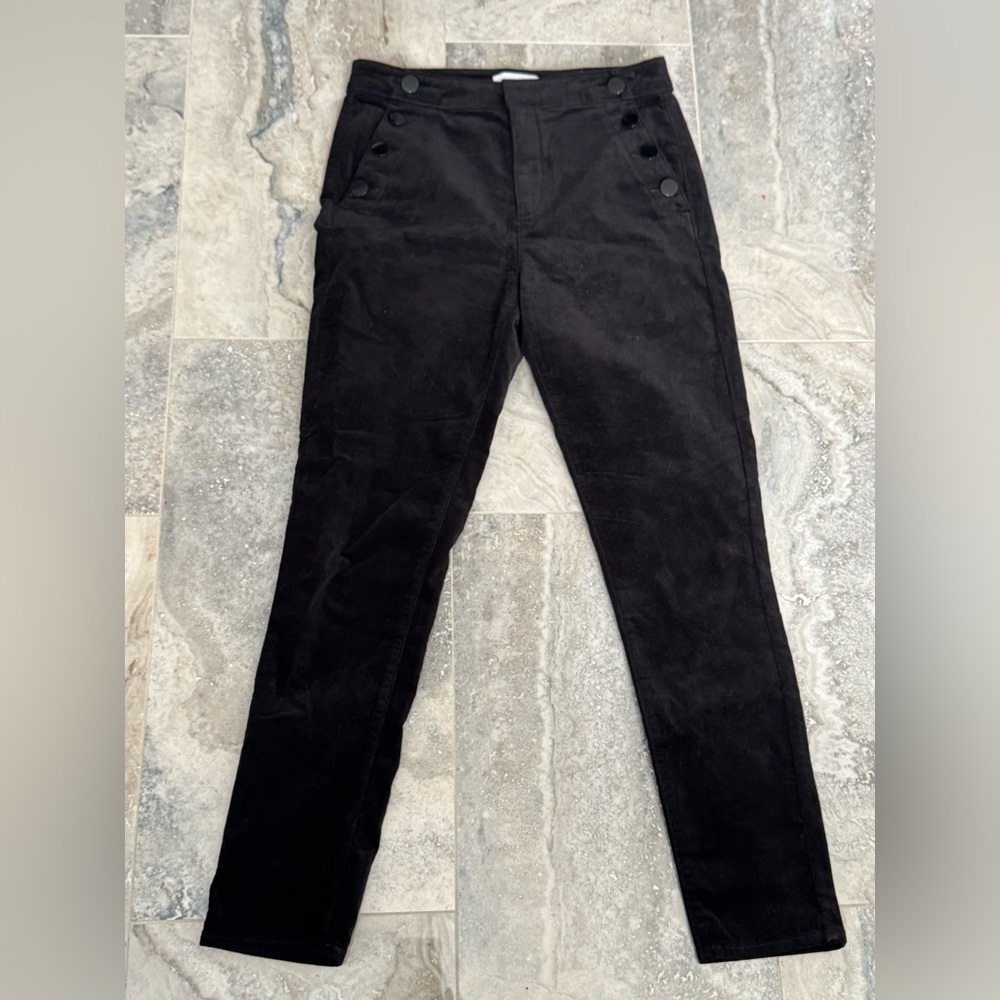LOFT Black Button-Detail Skinny Pants